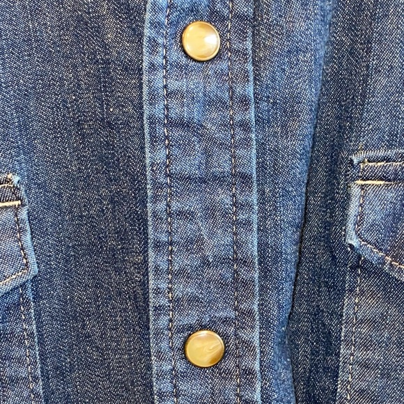 Wrangler Blue Indigo Denim Pearl Snap Western Shirt Long Sleeve Men's Large - Picture 6 of 6